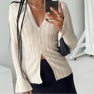 NWT Princess Polly BERYL LONG SLEEVE Cardigan BONE (US 4)